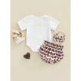 thumbnail image 4 of Newborn Girl Short Pants Outfits  Short Sleeve Letter Printed Romper + Elastic Shorts +Headband Set, 4 of 8