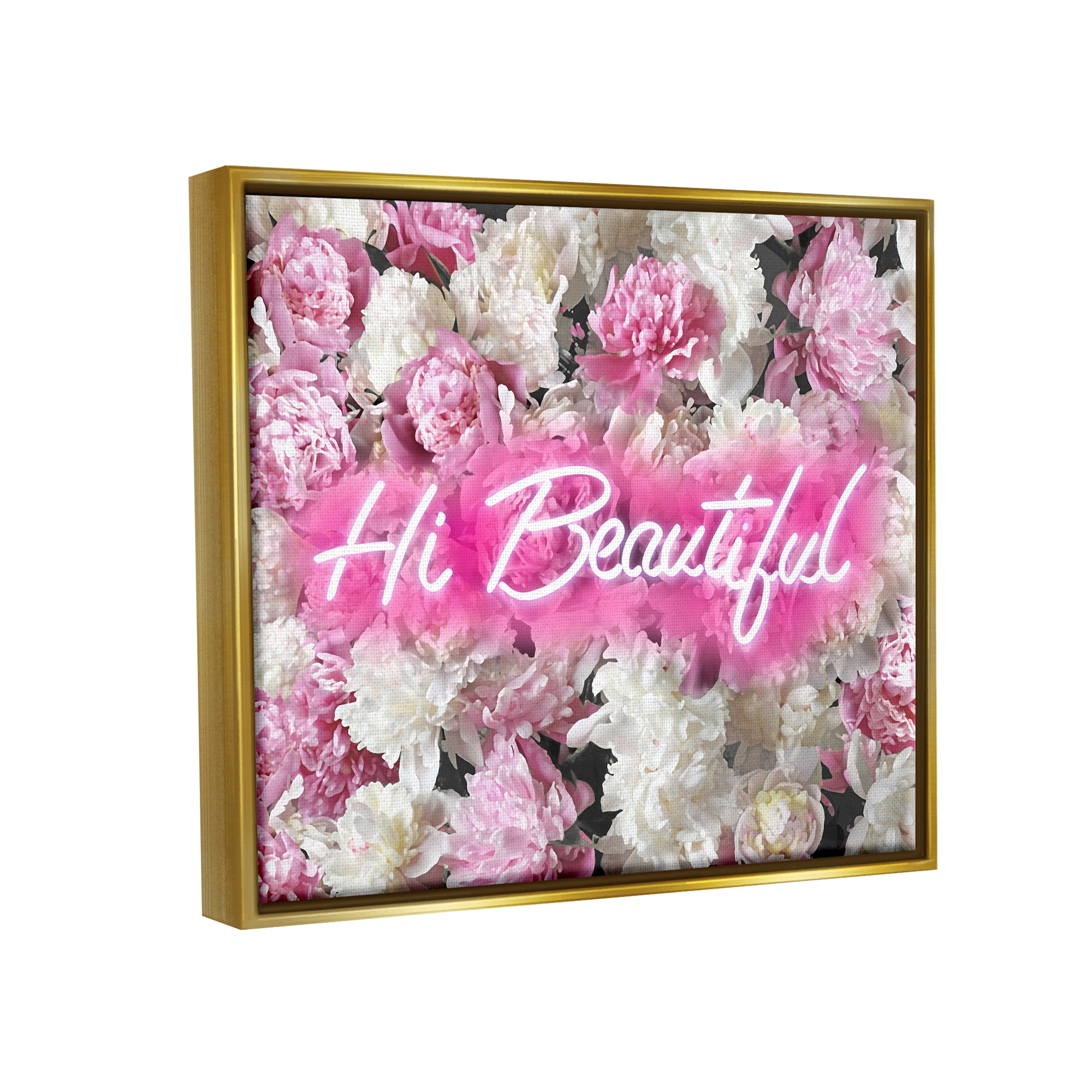 Stupell Industries Hi Beautiful Florals Botanical & Floral Painting Gold Floater Framed Canvas Art Print Wall Art, 21 x 17