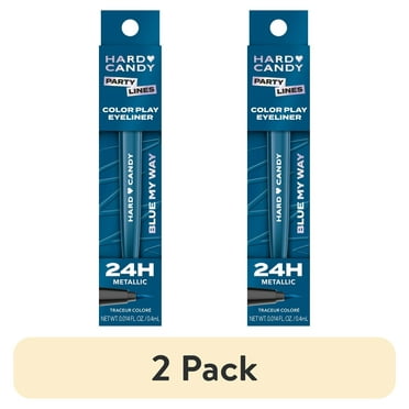 (2 pack) Hard Candy Party Lines Color Play Eyeliner, Liquid Liner, 24HR Wear, Blue My Way, Metallic Blue
