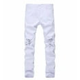 thumbnail image 5 of Men's Ripped Distressed Destroyed Slim Fit Straight Leg Denim Jeans, 5 of 7