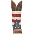 thumbnail image 2 of Roper Mens Leather Cowboy Boot American Flag Distressed Brown With Red White And Blue Square, 2 of 7