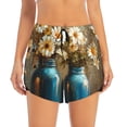 thumbnail image 2 of Balery Rustic Daisy Mason Jars Pattern Women's Running Shorts with Liner 2 Pockets Elastic Workout Athletic Gym Yoga Shorts-Medium, 2 of 7