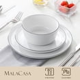 thumbnail image 5 of Vancasso 12 Piece Ceramic Dinnerware Set, Glossy Glazed Plates and Bowls Sets, Elegant Dish Sets for 4, Dishwasher & Microwave Safe, Black Trim, 5 of 10