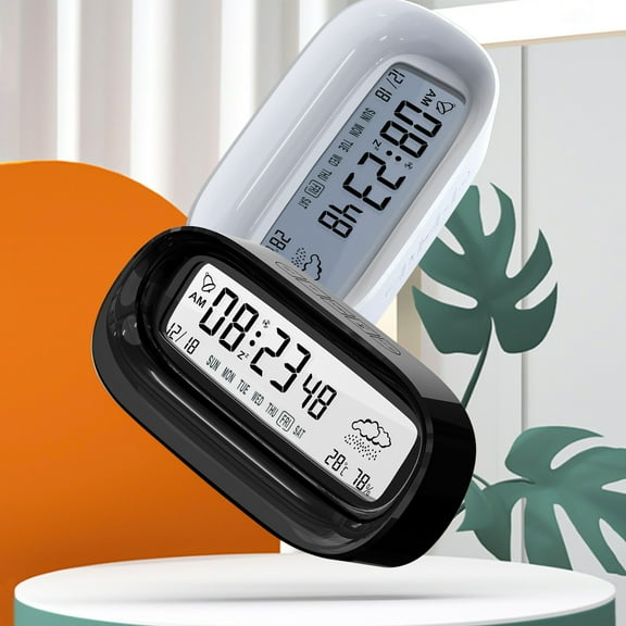 Viflosae Digital Alarm Clock,Battery Powered Large Number Display Compact Alarm Clock For Bedroom Calendar Temperature Timer LCD Clock With Snooze Mode LCD Alarm Clock Electro