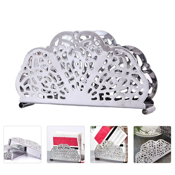 DRAFIDEEP 1PC Napkin Holder Silver Stainless Steel Tissue Storage for Kitchen Tables 11.8X3 In