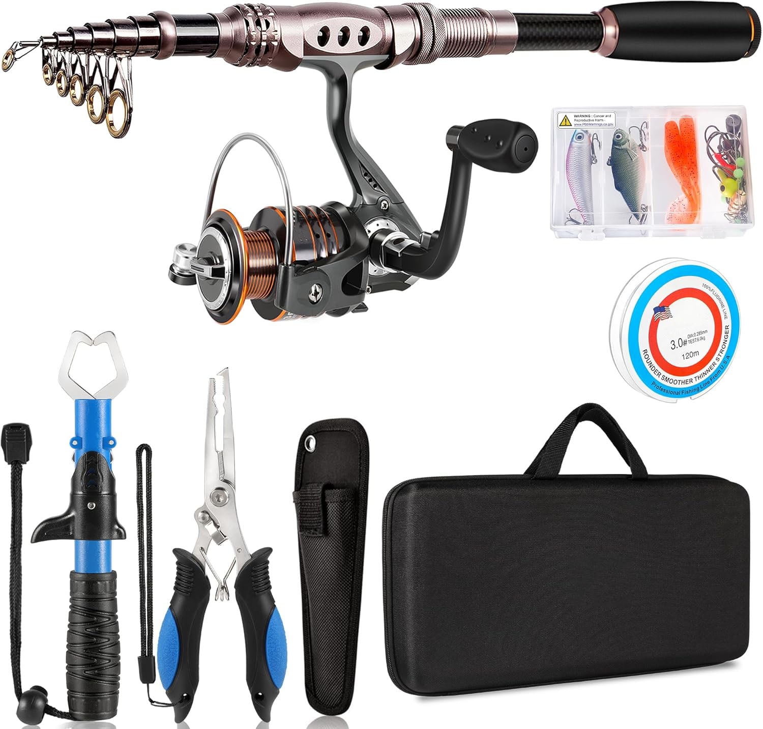 Daiwa Compact Travel Rod and Reel Combo Kit - DTC25BI72TMFSE