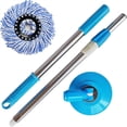 thumbnail image 3 of Tuvgenk Wet and Dry Spin Mop for Hardwood Floor Cleaning with Long Handle Reusable Blue wet mop metal for Tile,Car, 3 of 4