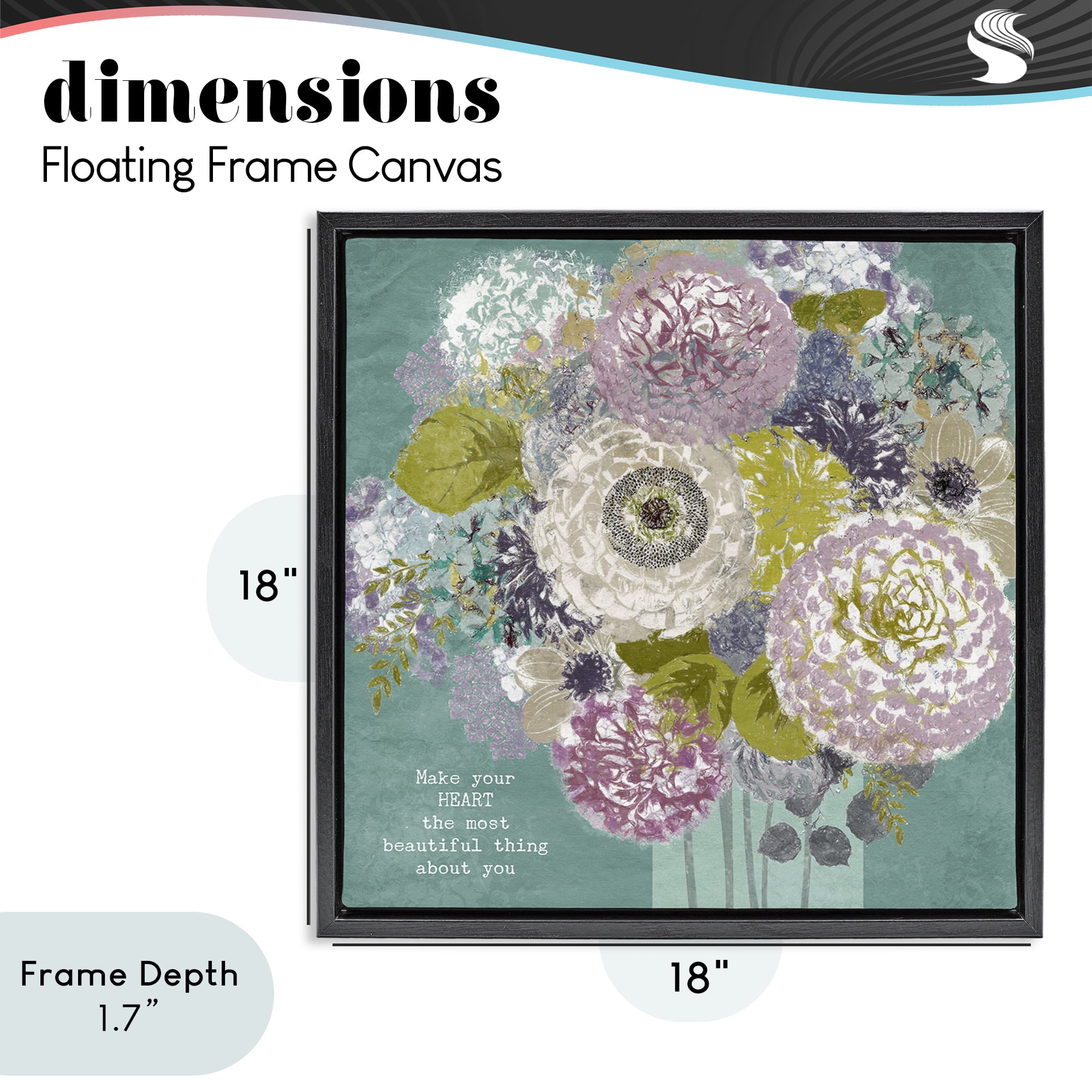 Stupell Industries Most Beautiful Thing Florals Black Framed Floater Canvas Wall Art, design by Suzanne Nicoll
