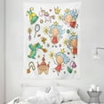 thumbnail image 1 of Fairy Tapestry, Cartoon Princess Pattern with Magic Wand Dragon Dress Unicorn and Crown Little Child, Wall Hanging for Bedroom Living Room Dorm Decor, 60W X 80L Inches, Multicolor, by Ambesonne, 1 of 2
