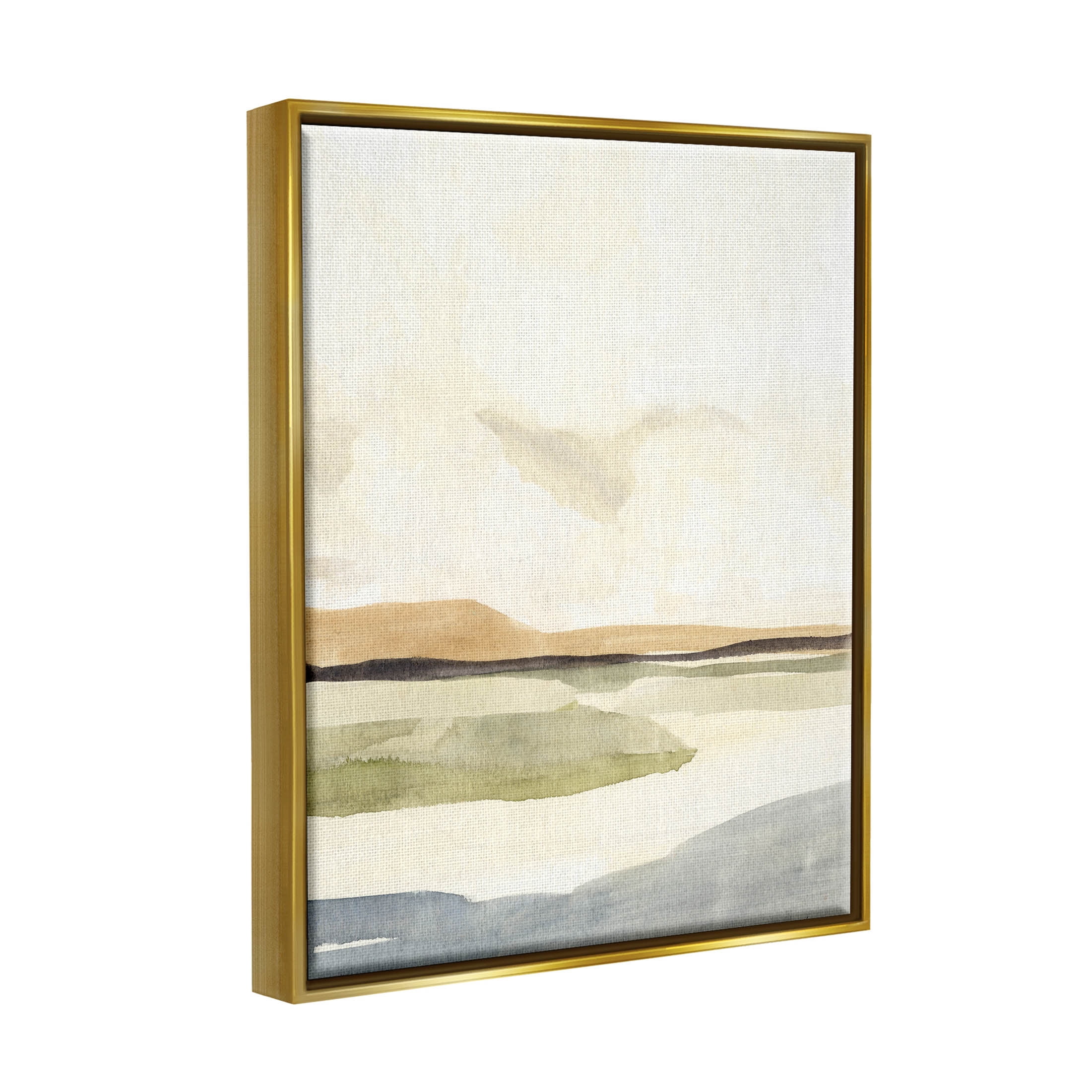 Stupell Industries Scenic River Landscape Sky Painting Metallic Gold Floating Framed Canvas Print Wall Art, Design by Annie Warren