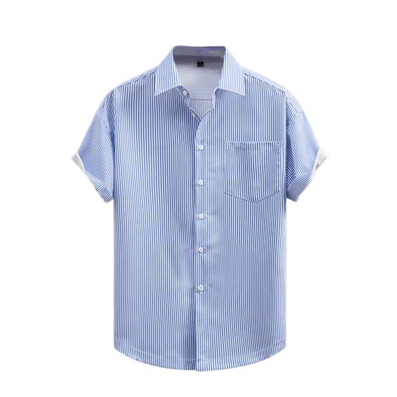ZCFZJW Casual Button Down Shirts for Men Lightweight Short Sleeve Checkered Plaid Shirts Trendy Comfy Work Business T-Shirt Tops with Pockets Light Blue XXXXL