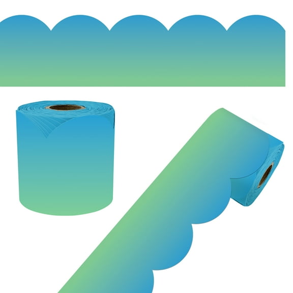 IXL Learning 65'  Teal Gradient Scalloped Bulletin Board Borders (1 roll) Grade PK-8