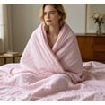 thumbnail image 4 of YFGEFTR Muslin Blanket, 41.3''x 41.3'' Breathable and Lightweight Throw Blanket for Bed and Couch, Gauze Blanket for Adults All Season(Pink), 4 of 5