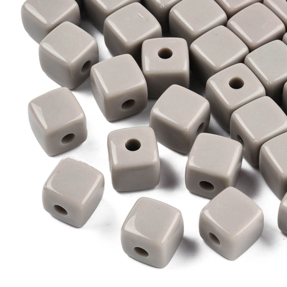 Opaque Acrylic Beads Cube Dark Gray 12.5x12.5x12.5mm Hole: 3.5mm about 263pcs/500g