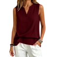 thumbnail image 4 of Tank Top for Women Loose Fit Sleeveless V Neck Camisole Tops Dressy Casual Eyelet Summer Flowy Cami Shirts Blouse Wine L, 4 of 6
