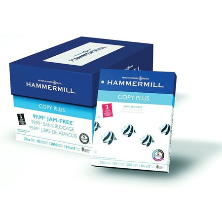 - Hammermill Paper, Copy Plus, 20lb, 8.5 x 11, 3 Hole Punch, 92 Bright, 5000 Sheets / 10 Ream Case (105031C)