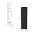 thumbnail image 3 of Knubmt Single Door Storage Cabinet with 5 Shelf and Hanger, Pantry Cabinet for Living Room, Dining Room, Kitchen, Black, 3 of 9