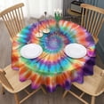 thumbnail image 3 of Rainbow Tie Dye Mandala Pattern Round Tablecloth 60"x60",Wrinkle Wipeable Table Cloth for Kitchen Dining Room Picnic Patio Party, 3 of 6