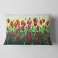 thumbnail image 2 of Designart Wild Red Poppies Field Panorama - Modern Landscape Printed Throw Pillow - 12x20, 2 of 5