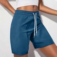 thumbnail image 3 of ZZwxWA Womens Fashion Solid Color Shorts with Elastic Waistband Drawstring Side Pockets for Casual Wear Cargo Sports Short Pants, 3 of 6