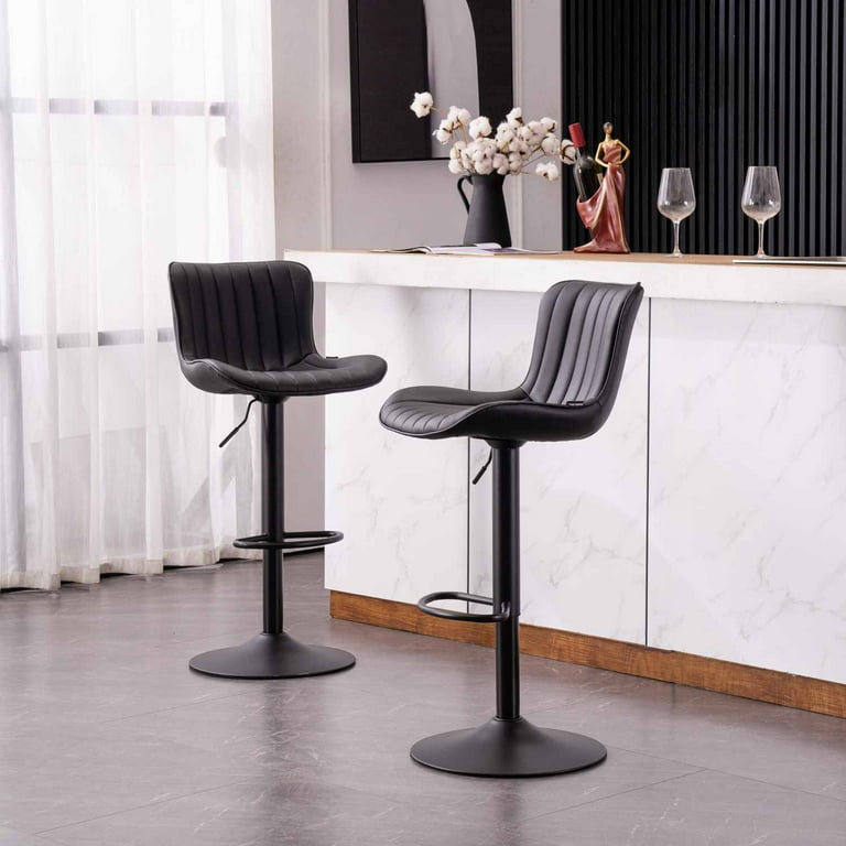 YOUNUOKE Black Upholstered Bar Stools Set of 2 Counter Height