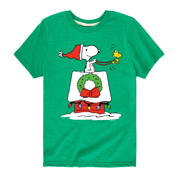 Peanuts - Snoopy & Woodstock House Sleigh - Toddler And Youth Short Sleeve Graphic T-Shirt