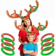 thumbnail image 2 of nipocaio Inflatable Antlers, 2 Set Inflatable Reindeer Antler Ring Kids Throwing Game 2 Antlers And 8 Antlers Ring For Christmas, Halloween, Birthday Parties, 2 of 5