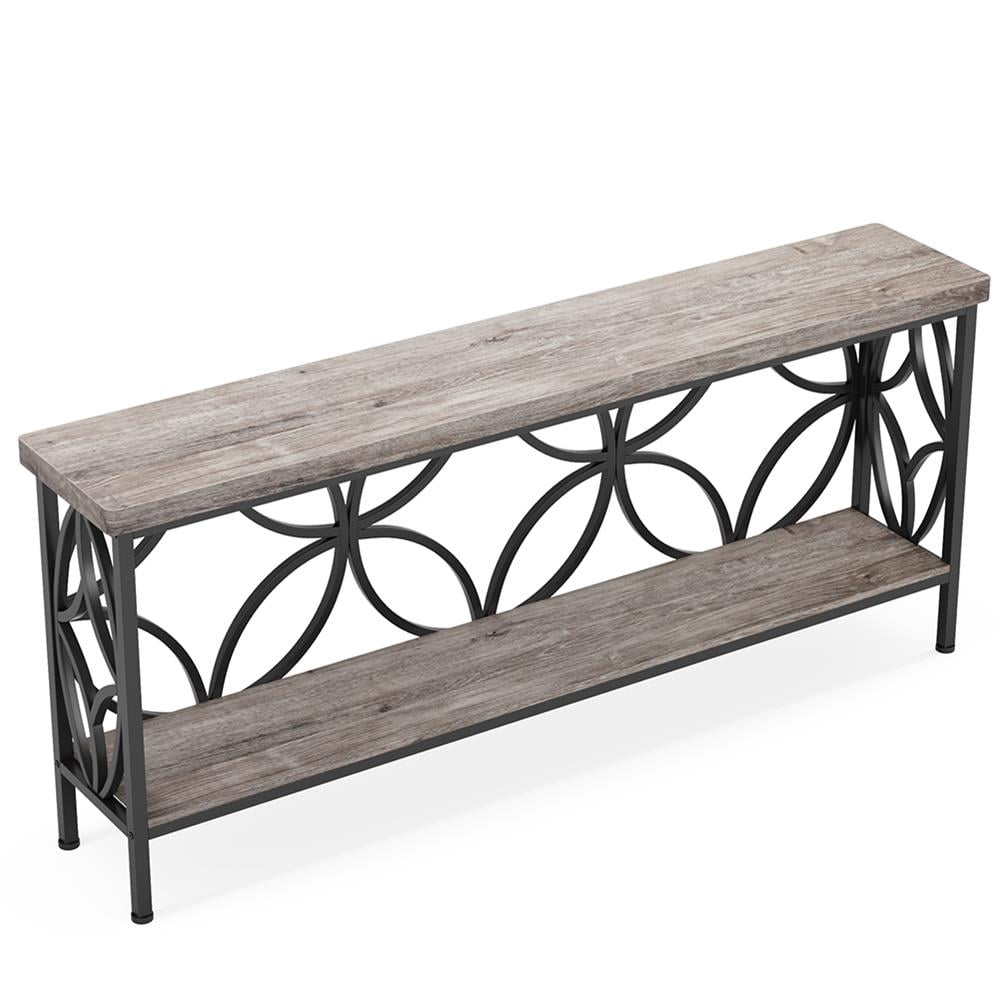 Barara King Console Table, Entryway Table, Console Sofa Table, Display Shelf,2-Tier Console Table, 70.9" Industrial Sofa Table Behind Couch,Gray
