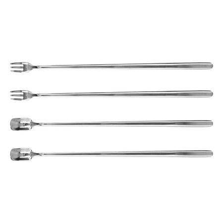 

Coffee Spoon Fork 4pcs Head Long Handle Coffee Spoon For Cafe For Bar For Coffee Lover Silver