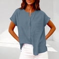 thumbnail image 4 of Fabrcox Women's Linen Top Loose Lightweight Short Sleeve Button Down Shirts for Women Dressy Spring Summer Travel Beach Outfits Clothes with Pocket, 4 of 7