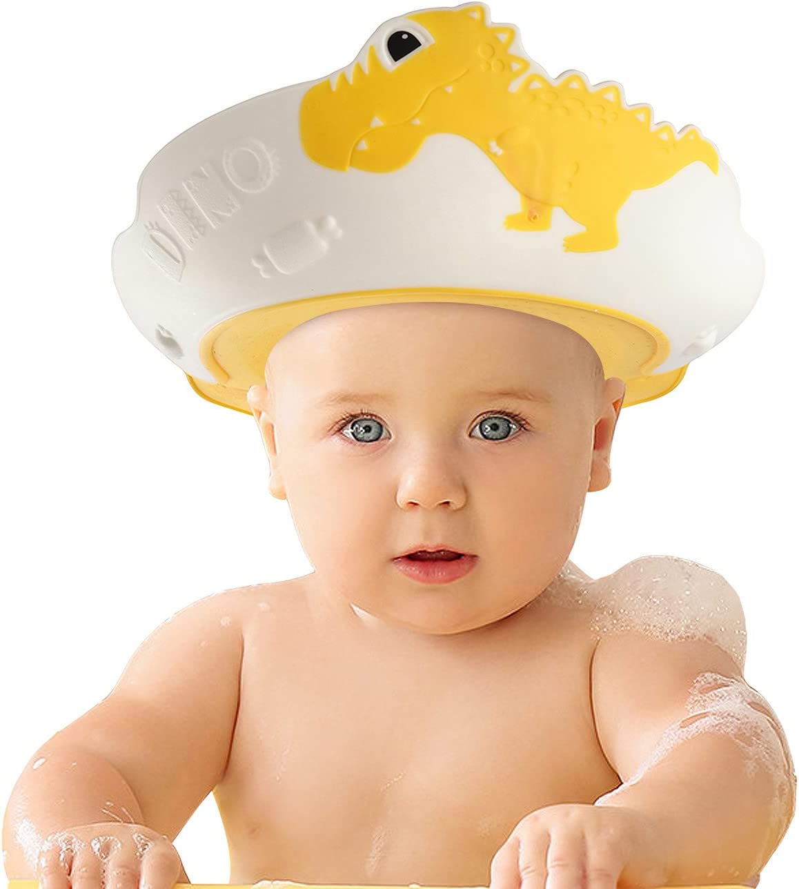 Baby Shower Hat, Child Bath Cap Visor, Adjustable Baby Shower Cap for Eye, Ear and Face Protection (Yellow)