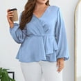 thumbnail image 6 of BSDJILFG Pajama Tops for Women Long Sleeve Plus Size Casual Leisure Wear V-Neck Chiffon Ruffle Comfy Cool Loose Fit Solid Color Henley Basic Tee Shirts Loungewear Sleepwear ,S-5XL, 6 of 9