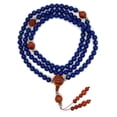 thumbnail image 1 of Tibetan Mala Azurite Mala 108 Beads with Carnelian Guru Bead and Tibetan Silver, 1 of 3