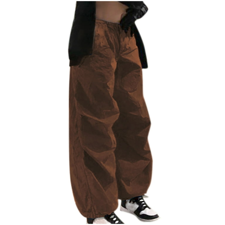 Wide Leg Cargo Pants for Women Cute Baggy Streetwear Low Waisted