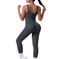 thumbnail image 2 of Gamivast Jumpsuit for Women Yoga Tummy Control Butt Lifting Running one Piece V Neck Ribbed Stretchy Soft Workout Jumpsuits Trendy Active Wear, 2 of 7