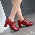 thumbnail image 5 of Women'sChunkyBlockHeelsOxfordsVintageWingtipBroguesRoundToeLace-upPumpsHighHeeledBootiesDressShoes, 5 of 5