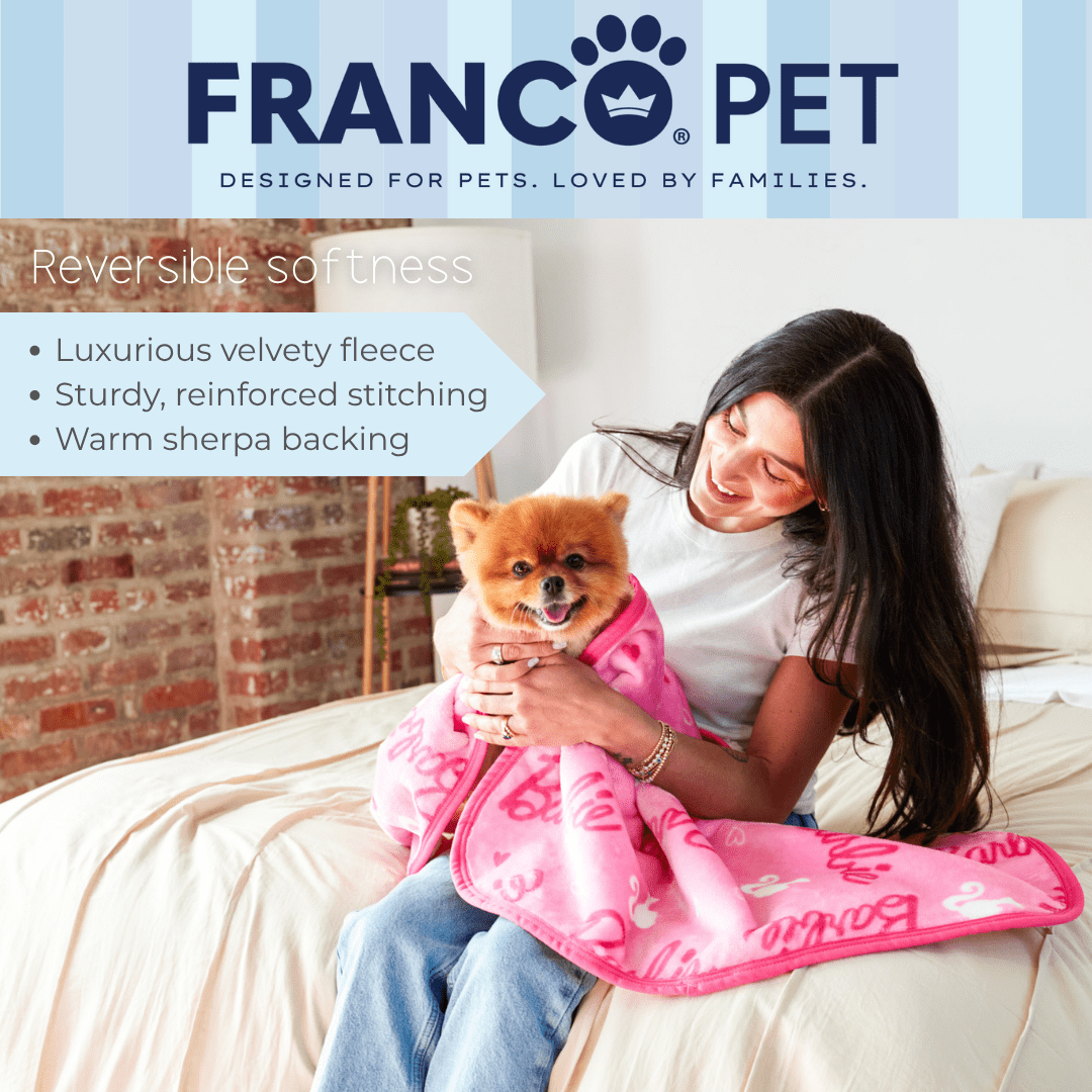 Barbie Waterproof Fleece Sherpa Dog Pet Throw Blanket, 30x40 Small