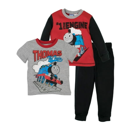 Thomas the Train Toddler Boys' 3pc Fleece T-Shirt & Pants Set, Grey/Red 2T