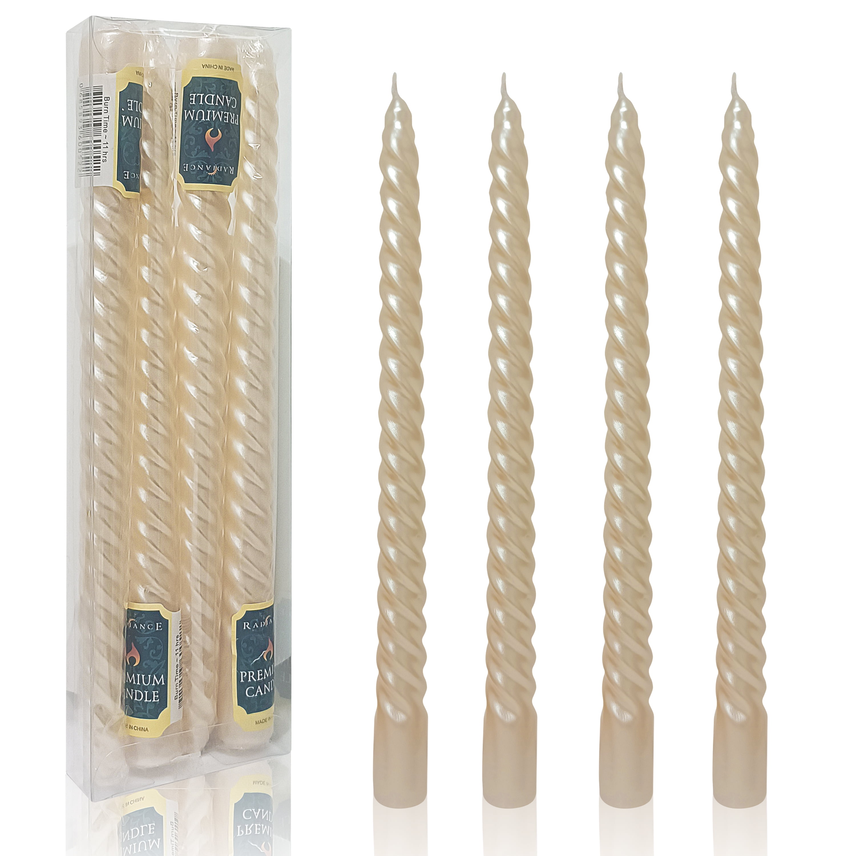 FCMSHAMD 9.8'' Ivory Taper Candles Unscented Dripless （2 Pack