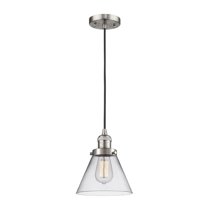 Innovations Lighting  Franklin Restoration Cone - 1 Light 8" Cord Hung Mini Pendant Clear/Brushed Satin Nickel