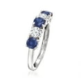 thumbnail image 3 of Ross-Simons 0.80 ct. t.w. Sapphire and .50 ct. t.w. Lab-Grown Diamond Ring in 14kt White Gold, Women's, Adult, 3 of 6