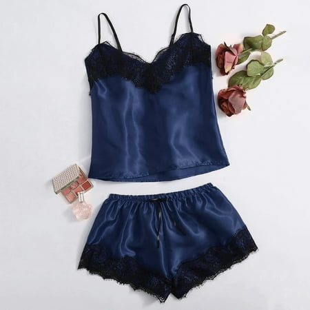 

JNGSA New Sexy Lace Lingerie Silk Underwear Sleepwear Underwear Pajamas Satin Womens Loungewear Set Womens Bikini Clearance