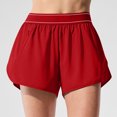 thumbnail image 4 of LOVZFMLL Womens Solid Color High Waisted Running Shorts With Pockets And Yoga Pants Red M, 4 of 5