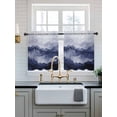 thumbnail image 2 of Navy Blue Ombre Mountain Tier Curtains 24 Inch Length,Sheer Curtains for Bedroom Living Room Window Nature Abstract Art Marble Rod Pocket Drapes Kitchen Curtains Small Half Window 27.5"x24" 2 Panels, 2 of 6