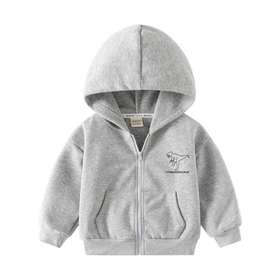 GYRATEDREAM Toddler Baby Boy Zip Up Hoodies Solid Color Casual Long Sleeve Hooded Sweatshirts Jacket with Pocket Gray for 2-9Y