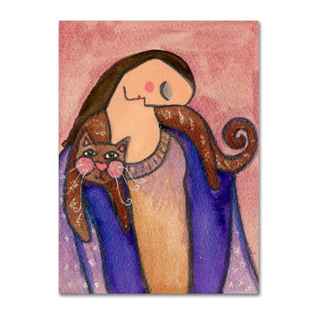 - Trademark Fine Art 'Big Diva With Cat On Shoulders' Canvas Art by Wyanne