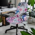thumbnail image 2 of POLERO Brushed Elastic Fabric One Piece Desk Computer Chair Slipcover for Gaming Home Study, Non Slip Durable Office Chair Cover, Hummingbird Floral Design, 2 of 7