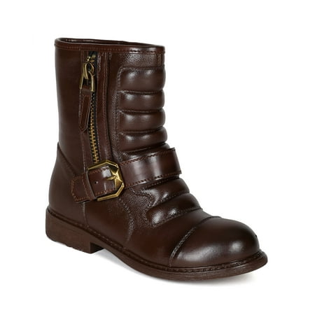 Bumper Leatherette Padded Shaft Strap Riding Motorcycle Ankle Bootie
