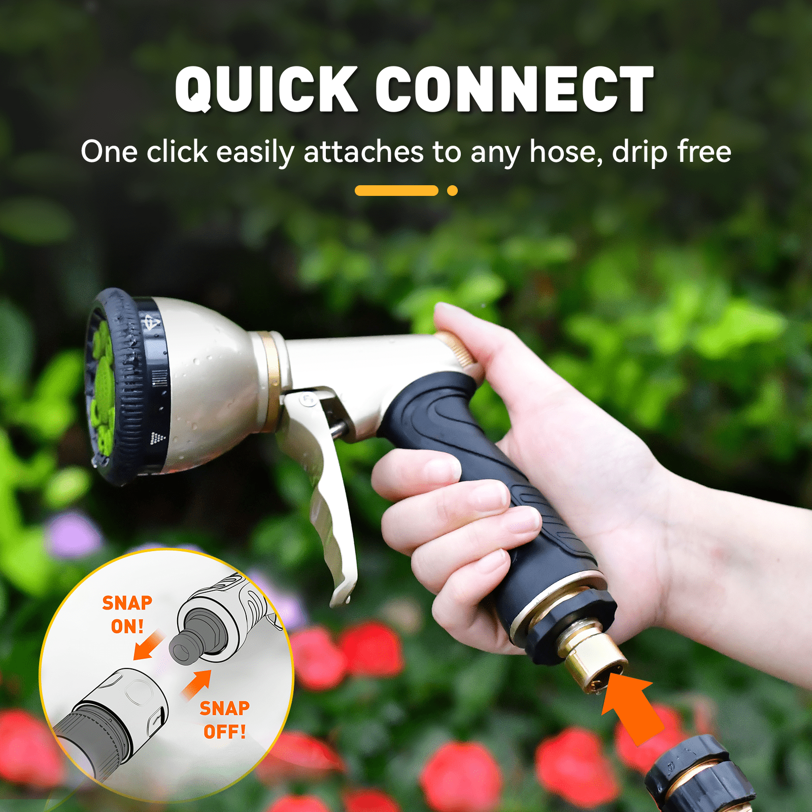 RainPoint Garden Hose Nozzle Sprayer Heavy Duty 9-Pattern Watering Nozzle,Green