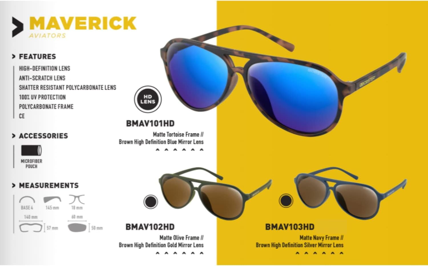 Bobster® Maverick Matte Tortoise Frame Brown HD Blue Mirror Lens